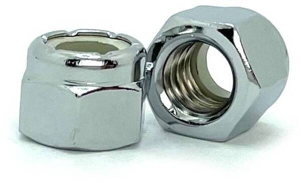 CH38024NY 3/8-24 CHROME NYLON-INSERT LOCK NUT "NYLOC"