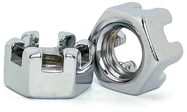 CH935M10 M10-1.5 CHROME SLOTTED HEX NUT