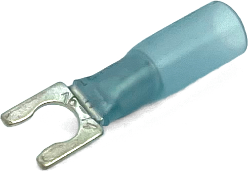 EL1015H 16-14 GA KRIMPA-SEAL HEAT SHRINK INSULATED SPADE TERMINALS #10 STUD BLUE