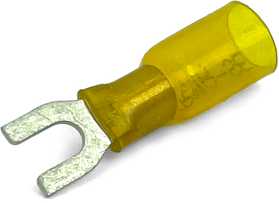 EL1029H 12-10 GA KRIMPA-SEAL HEAT SHRINK INSULATED SPADE TERMINALS #10 STUD YELLOW