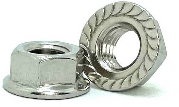 S093832FN 6-32 STAINLESS STEEL SERRATED HEX FLANGE NUT