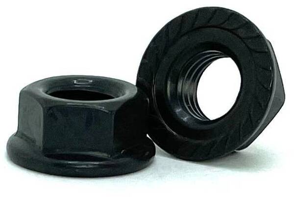 A26923M5B M5-0.8 BLACK ICE SERRATED HEX FLANGE NUT A2 STAINLESS